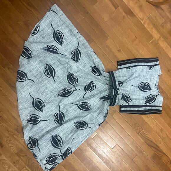 Vintage Choon Gray Leaf Print Dress Full Circle Boho Midi XS - Picture 6 of 9